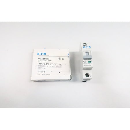 Eaton Circuit Breaker, WMZ Series, 3A, 1 Pole, 277/480V AC, 10kA, C Curve WMZS1C03